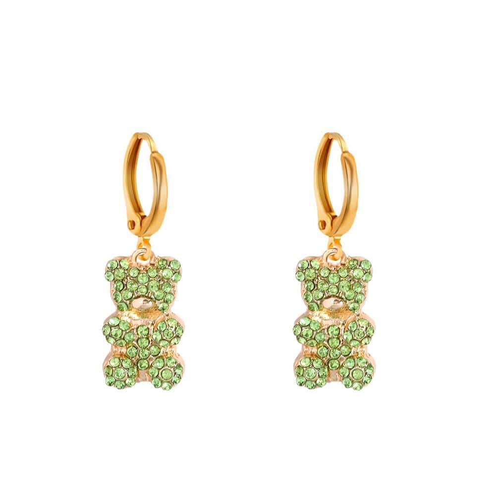 Teddy Bear Earrings Rhinestone