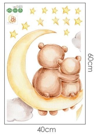 Bear Sticker Family Moon